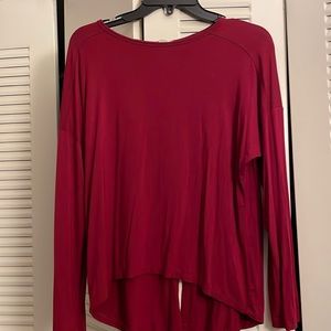 Small Red long sleeve Flowy shirt with open back